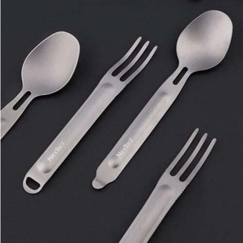 Nextool Fork Spoon Titanium Stainless Steel Portable Cutlery Set 2-in-1 Detachable Outdoor Sports Healthy Convenient