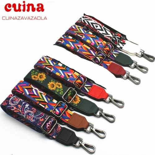 Nylon Fashion Colorful Belt Bag Strap Rainbow Flower Bag Accessories Replacement Wide Straps For Shoulder Handbag Crossbody Bags