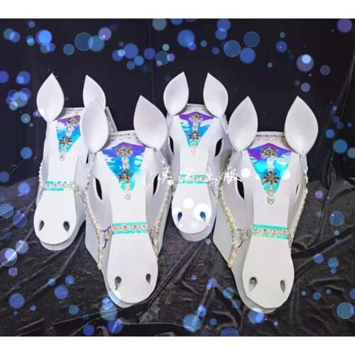 Nightclub animal cosplay horse headgear show gogo sexy bar horse head stage prop