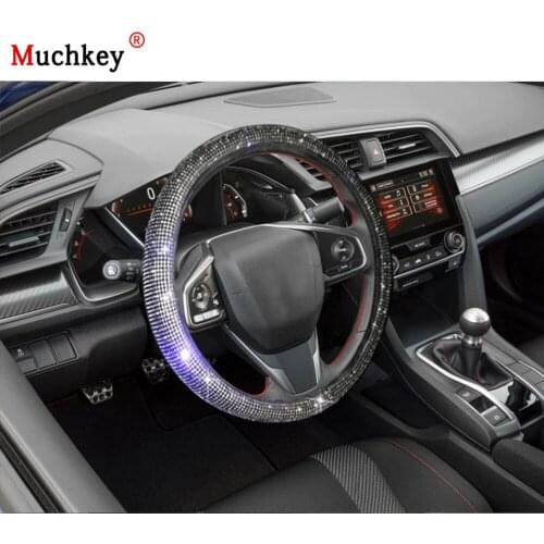 For Honda Civic 2018 New Diamond Leather Steering Wheel Cover Anti-Slip Wear-Resistant Auto Wheel Protector
