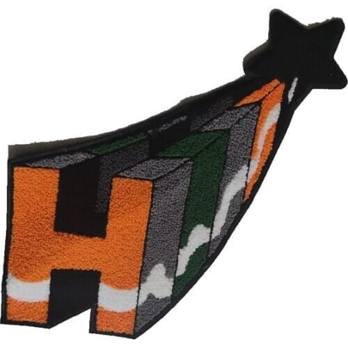 New Custom Large Orange 3D letter H Chenille Embroidered patch sewing on Hodies Swaether Appliques DIY
