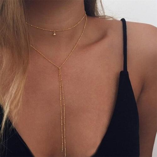 Lusion Jewelry Brand Multilayer Chains Beads Choker Necklace Woman Bohemia Long Bijoux Collares Necklace Fashion Accessories New