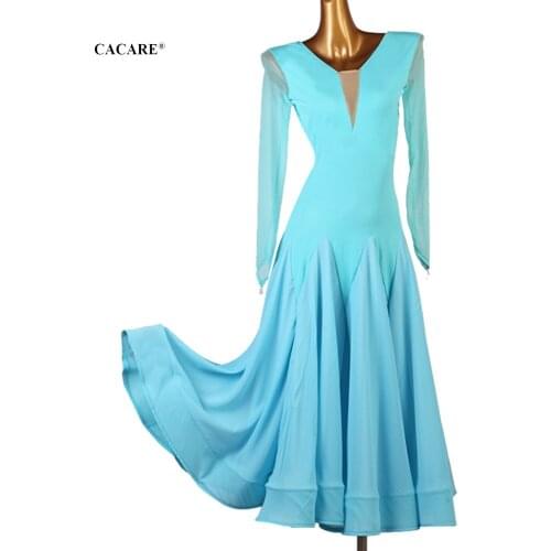 Ballroom Dress Sale Standard Dance Dresses Waltz Dress Elegant Customize D1058 Mesh Sleeve Big Chiffon Hem CACARE
