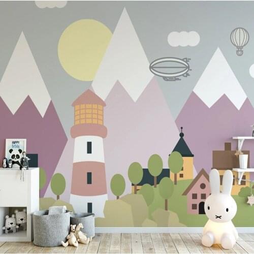 Custom Photo Wallpaper 3D Cartoon House Geometric Mural Choldrens Bedroom Background Wall Decor Papel De Parede Infantil Fresco