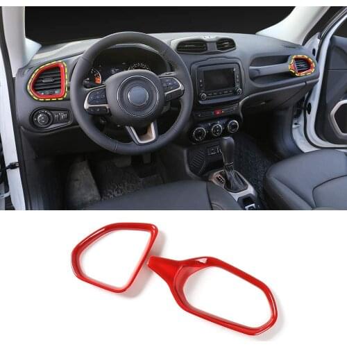 Dash Board Air Conditioner Outlet Vent Trim, Interior Accessories ABS Red 2pcs For Jeep Renegade 2015-2020