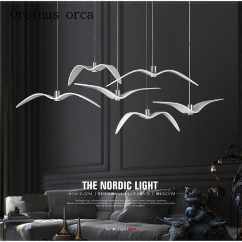 Nordic creative seagull chandelier modern minimalist fashion art bar bedroom dining room lamp Postage free