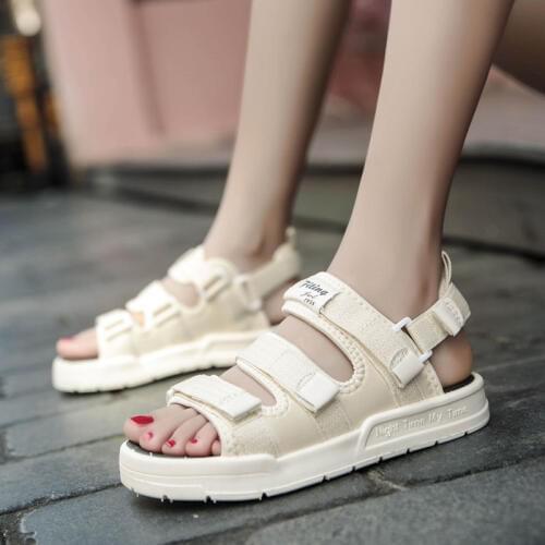 Harajuku sports womens sandals summer flat bottom student non-slip wild shoes 2020 new net red chic fairy wind beach shoes