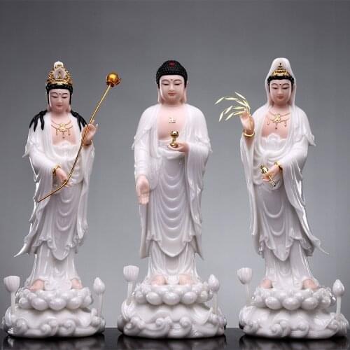 3PCS High grade XI FANG SAN SHENG Buddha statue Amitabha Guanyin Mahasthamaprapta HOME shrine Efficacious protection 48CM Large
