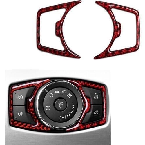 Car Styling Carbon Fiber Headlight Switch Panel Frame Trim Cover Decorative Stickers for Ford Mustang 2009-2013