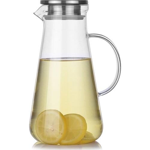 Duckbilled Stainless Steel Lid Heat-resistant Household Glass Water Jug with Handle Large Capacity Homemade Juice Pot LBS