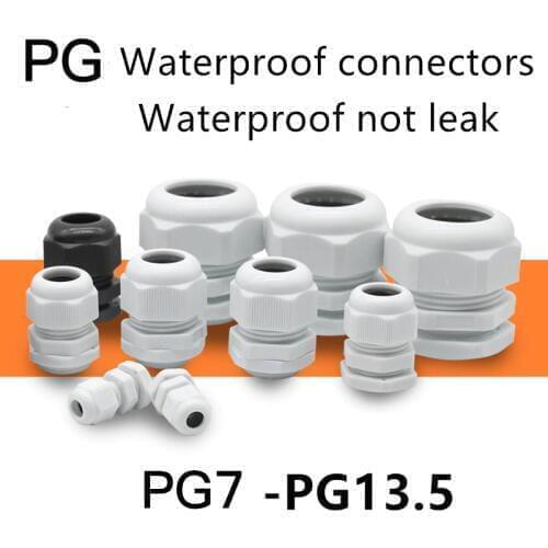 10PCS PG7 PG9 PG11 PG13.5 Waterproof Nylon Plastic Cable Gland Connector for 3-6.5MM -6-12MMCable