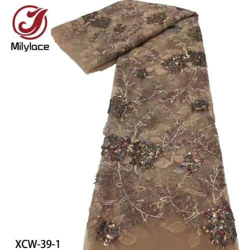 French Sequins Tulle Lace Fabric 2021 High Quality African Lace Fabric Latest Lace Material for Evening Party XCW-39