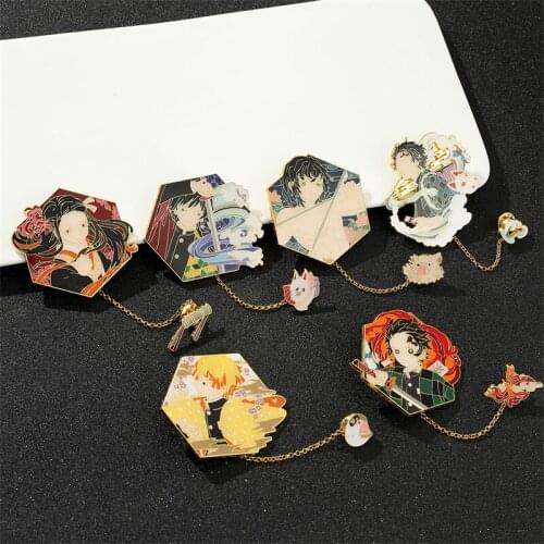 Japanese Cartoon Icons Demon Slayer Brooches Kimetsu no Yaiba Enamel Pin Brooch Kids Collections Backpack Badge Collar Jewelry