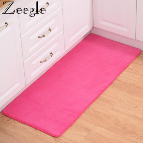 Zeegle Absorbent Doormats Outdoor Bathroom Carpets Mats Coral Fleece Hallway Rugs Bedroom Bedside Mats Anti-slip Kitchen Rugs