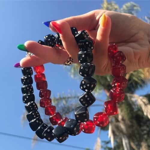 New Colors Fashion Star Dice Choker Necklaces for Women Punk Resin Strand Chain Statement Jewelry