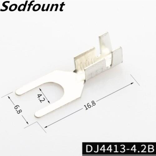 100pcs DJ4413-4.2B 4.2 Fork-shaped bare terminal Fork-type cold-pressed terminal block U-type Y-type lug Grounding lug 0.3-1.5mm