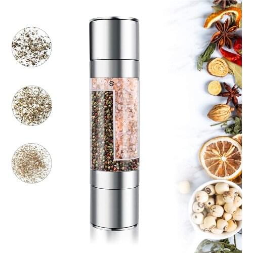 2 in 1 abrader seasoning grinding stainless steel manual pepper grinder salt pepper grinder kitchen tool cooking accessories