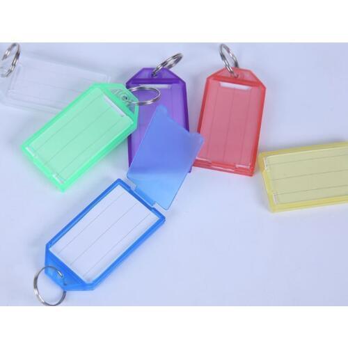 20Pcs Tough Plastic Key Tags with Split Ring Label Window Assorted Colors