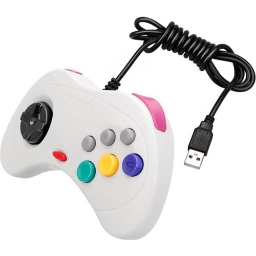 2020 USB Gamepad 6 Buttons Game Controller for SEGA USB Gaming Joystick Holder for PC MAC Mega Drive Gamepads