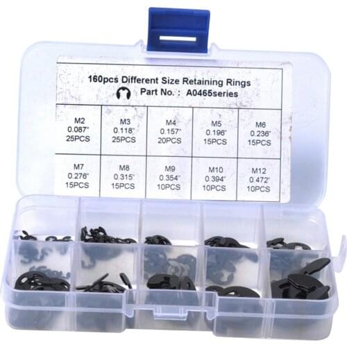 Brand New Durable 160Pcs E-Clip Retaining Ring Snap Ring Assortment 9 Sizes
