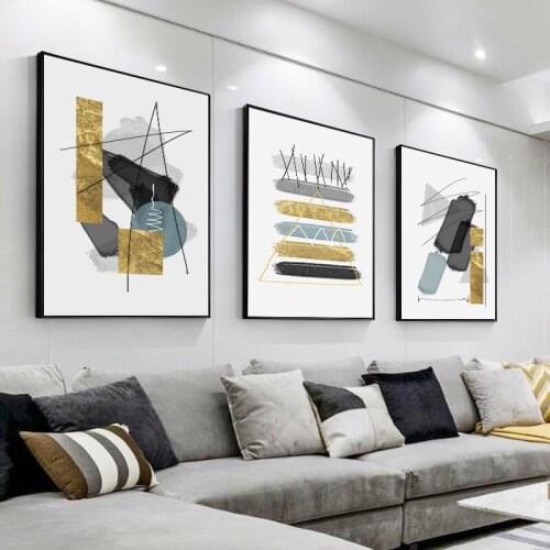 Abstract Geometric Figure Line Canvas Painting Colourful Classic Poster Wall Art Picture For Hotel Room Office Modern Home Decor