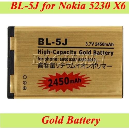 2450mAh BL-5J High Capacity Gold Business Battery for Nokia Lumia 520/ 5800XM/5900XM/ 5228/ 5230/ 5232/5233/5235/5236/ X6M/ N900