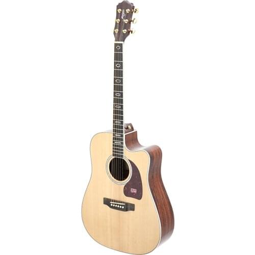 41 Inch All Solid Wood Acoustic Guitar with 6 Free Road Dog Strings for Beginners Sitka Spruce