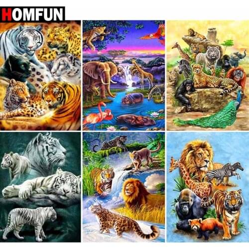 HOMFUN Full Square/Round Drill 5D DIY Diamond Painting "Animal themed landscape" Embroidery Cross Stitch 5D Home Decor Gift