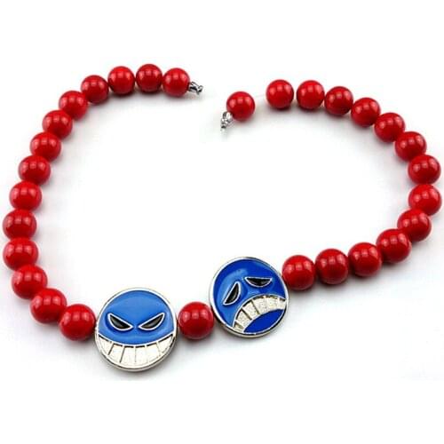 Hot Selling Anime One Piece Portgas D Ace Beaded Necklace White Beard Red Beard Chain for Men Women Cosplay Jewelry Wholesale