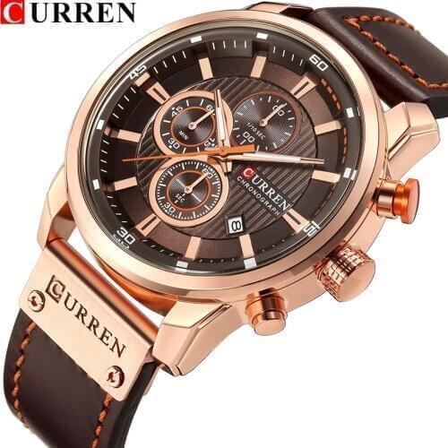 CURREN Luxury Brand Men Military Sport Watches Mens Quartz Clock Leather Strap Waterproof Date Wristwatch Reloj Hombre
