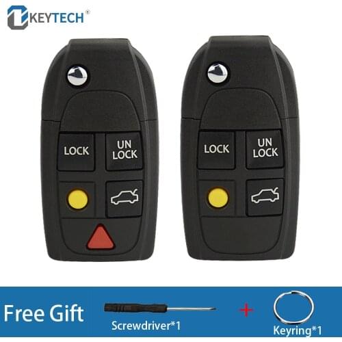 OkeyTech Replacement 4/5 Buttons Remote Flip Key Shell For Volvo XC70 XC90 V50 V70 S60 S80 C30 Flip Folding Car Key Case Cover