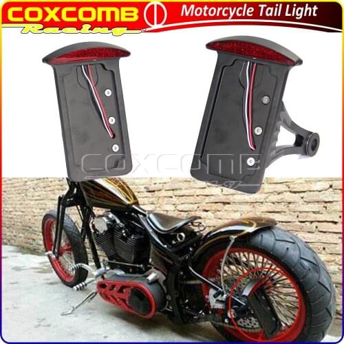 Black Motorcycle LED 1"&7/8" Axles Side Mount License Plate Bracket Holder Taillight For Honda Suzuki Kawasaki Yamaha Custom