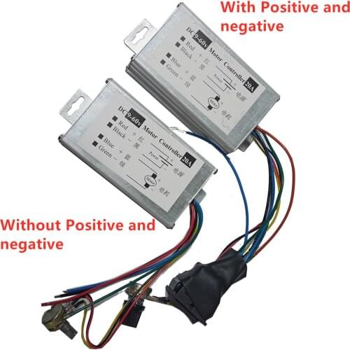 DC 10A/20A 9-60v motor speed controller, reversible PWM control forward/reverse switch metal shell