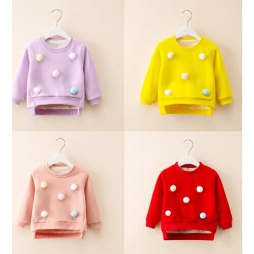Children Clothing Autumn Winter New Boy Plus Velvet Thick Sweater Girls Warm Shirt Small Baby Cute Ball Kids Clothes