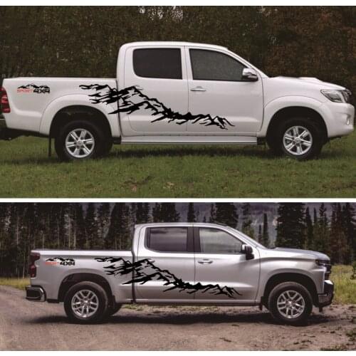 2 side car stickers DIY Black Mountain decal Vinyl Sticker for Pickup for Dodge 4x4 Off Road for GMC
