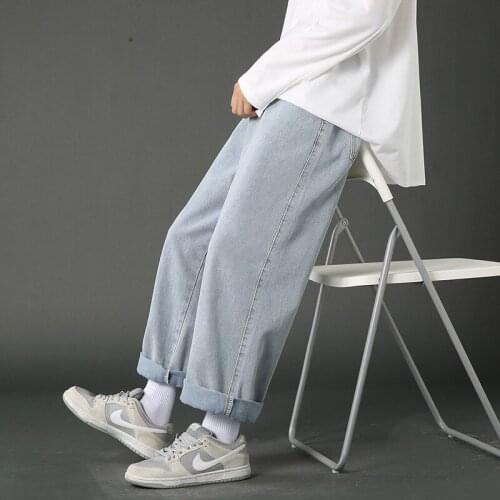 Youth Men Jeans Straight Loose Wide-leg Basketball Skateboard Jogging Pants Trend Street Dance Brand Denim Trousers Male