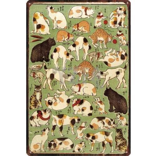 Cat Sign Plaque Metal Vintage Pet Retro Plate For Wall Poster Bar Cafe Home Art Retro Decor Cuadros DU-2870