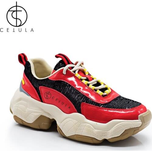 NEW Sneakers Women 2019 Breathable Mesh Casual Shoes Female Fashion Sneaker Lace Up High Leisure Women Vulcanize Shoes Platform