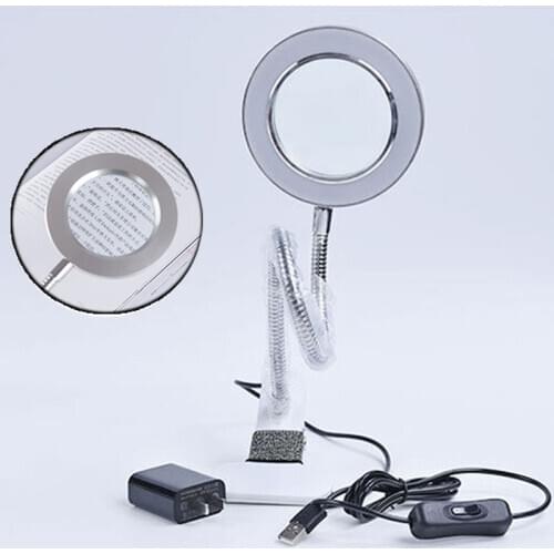 Tattoo Lamp With Magnifying Glass Flexible Table Clamp USB LED Lamp Cold Light Eyebrow Makeup Illuminator Equipment