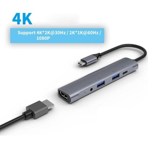 M17F USB Type C Docking Station 5 in1 Hub 60W USB2.0 3.0 4K HDMI-Compatible Interface for macBook Pro Air and More