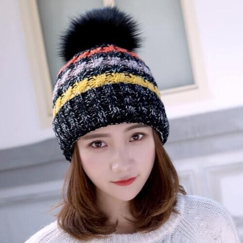 Fashionable New Autumn And Winter Hat Womens Curled Wool Hat Plush Outdoor Wool Ball Warm Knitted Hat