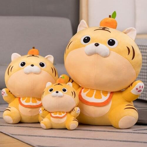 Cartoon Kawaii Tiger Chinese Zodiac Doll Cute Fruit Tiger Plush Tiger Soft Stuffed Animals for Children Girls Kids Birthday Gift