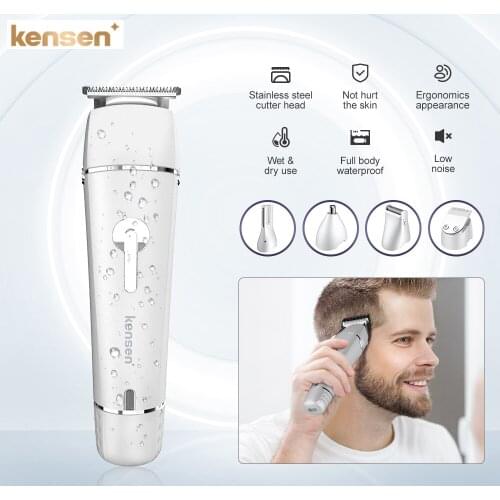 Kensen Hair Clipper for Men Rechargeable Electric Razor 5 in 1 Hair Trimmer Grooming Trimer Facial Body All In One Charging Base