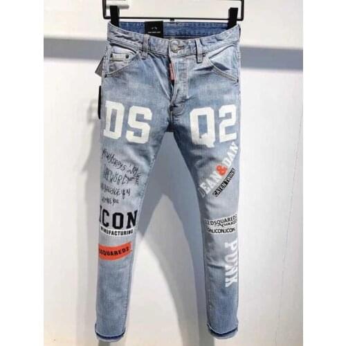 Men Jeans Pencil Pants Motorcycle Party Casual Trousers Street Clothing 2021 Denim Man Clothin 9809