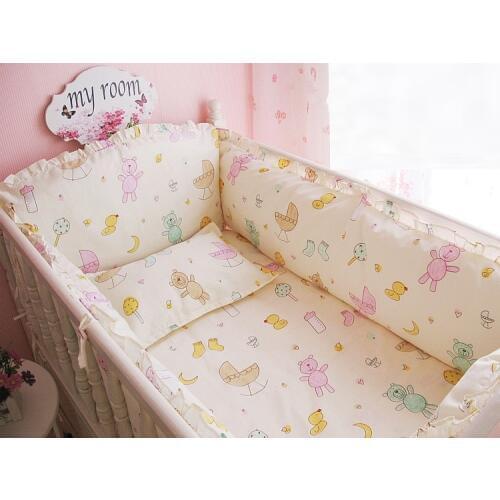 6PCS Baby bedding kit piece set juego de cama cotton Crib set crib bedding Cradle Decor ,(bumpers+sheet+pillow cover)
