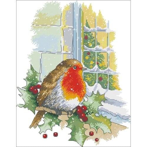 Bird in front of the window counted 11CT 14CT 18CT Cross Stitch Set DIY Cross-stitch Kits Embroidery Needlework Home Decor
