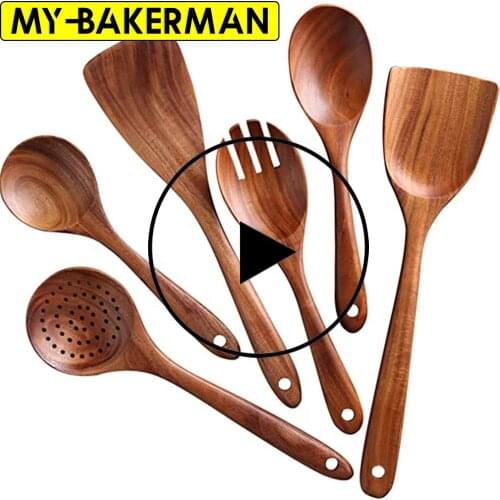 Kitchen Utensils Set,Wooden Cooking Utensil Set Non-stick Pan Kitchen Tool Wooden Cooking Spoons and Spatulas Wooden Spoons