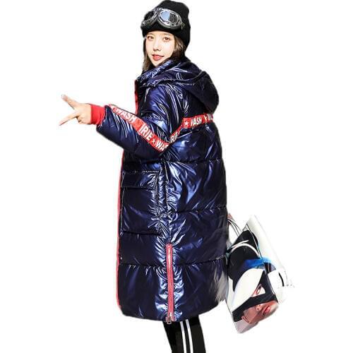 2020 New Winter Shiny Coat Women Loose long Down Jacket Womens Fur Collar Hooded Thick Jacket Large Size Waterproof Snow Outerwe