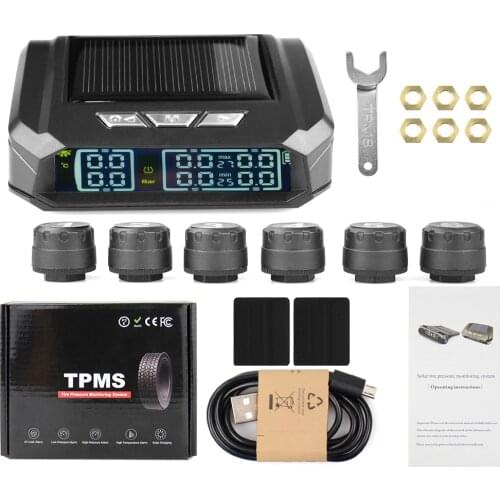 Newest S-02A 6 Wheel Truck Tire Pressure Monitor Wireless Tire Pressure Monitor Portable Solar Tire Pressure Monitor