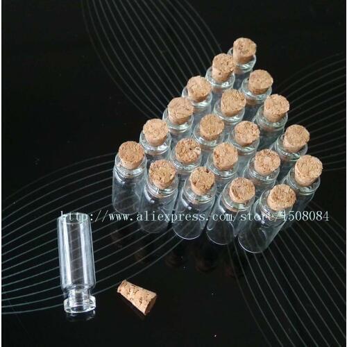 Wholesale 200pcs 1.4ml Lot of small glass vials with cork tops tiny bottles Little empty jars